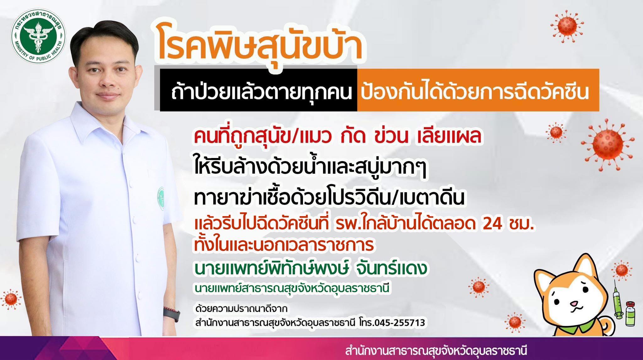 โรคพิษสุนัขบ้า ป้องกันได้ด้วยการฉีดวัคซีน